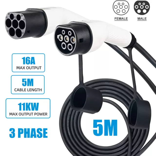 Ladekabel EV 5m Typ2 16A 11kW 3 Phasig Elektroauto Wallbox Mode 3 Tesla BMW TÜV