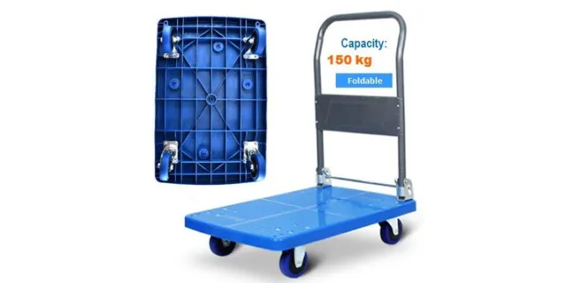 Platform Folding 4 Wheels Trolley Hand Truck Foldable Cart Strong Plastic 150kg