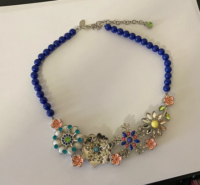 Multicolor Floral with Blue Beads Lia Sophia Colorful 16” Necklace