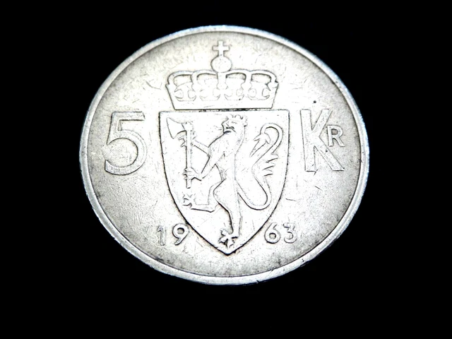 Norway 5 Krone 1963 Km#412 Very Fine Condition 1100515/516