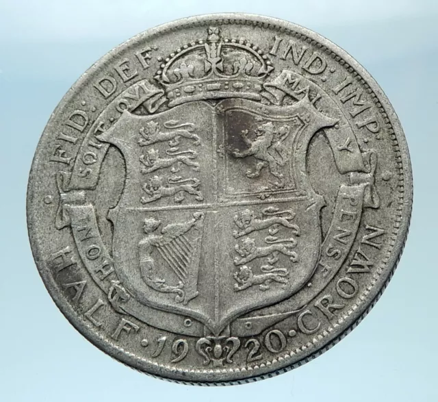 1920 Great Britain United Kingdom UK King GEORGE V Silver Half Crown Coin i77849 2