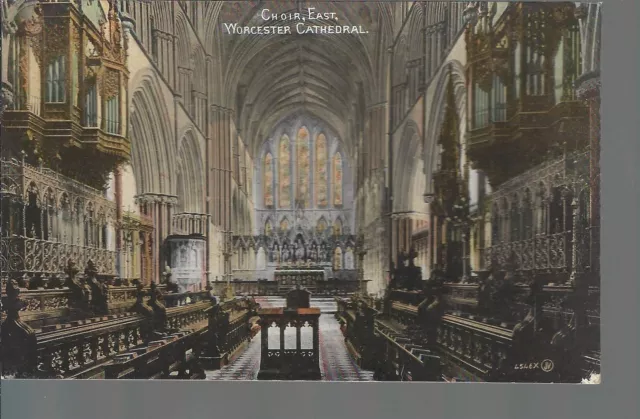 Choir East Worcester Cathedral  _ Old Unposted Postcard