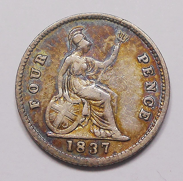 Great Britain 1837 Groat SILVER 4 Pence aVF GORGEOUS & Scarce William IV UK Coin