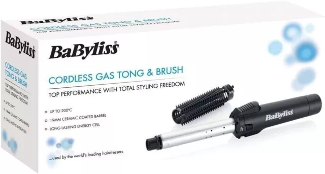 BaByliss 2583BU Pro kabellose gasförmige Haarzange Bürste 19 mm Fass brandneu