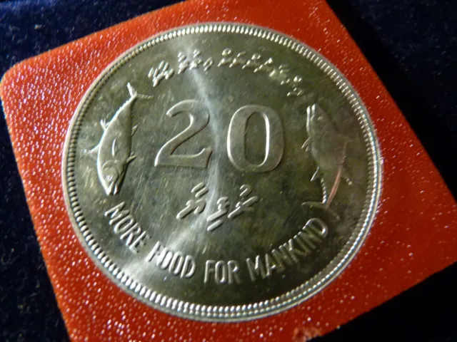 FAO  eine Silbermünze Malediven 20 Rupees  1977   (93)