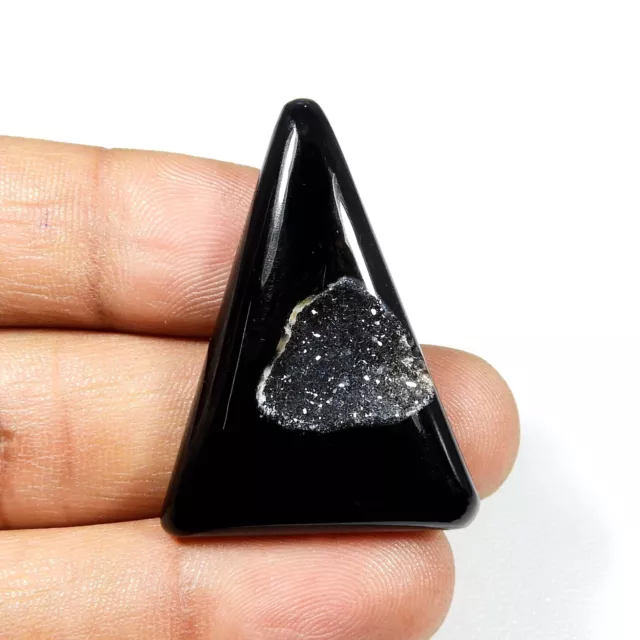 Natural Black Onyx Agate Druzy Cabochon Exotic Gemstone Loose For Jewelry OZ-A