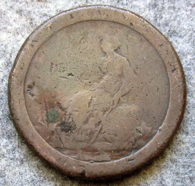 Great Britain George Iii 1797 Penny - Cartwheel Large Copper P Countermark