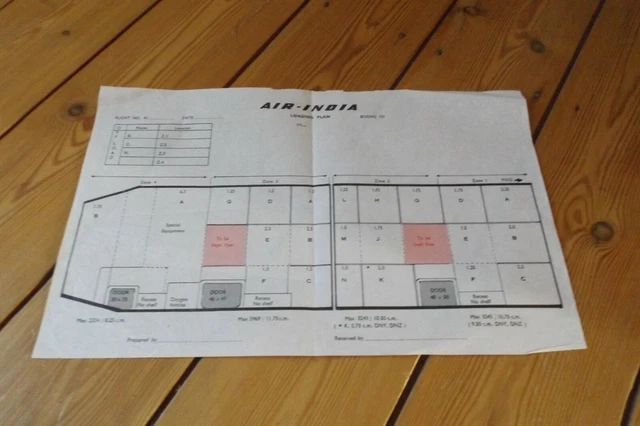 707 Form AIR INDIA BOEING 707 loading plan form 1970 £7.98 - PicClick UK
