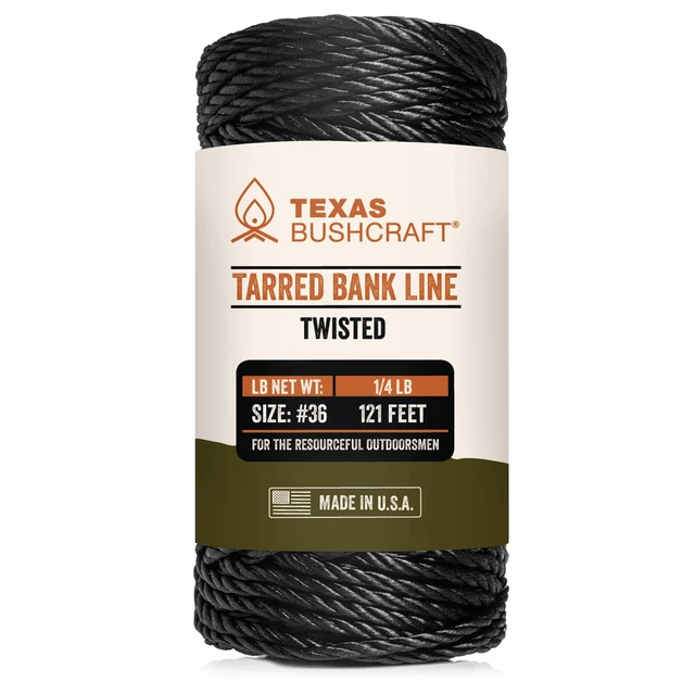 Tarred Bank Line Twine - #36 Black Nylon String for Fishing, ...