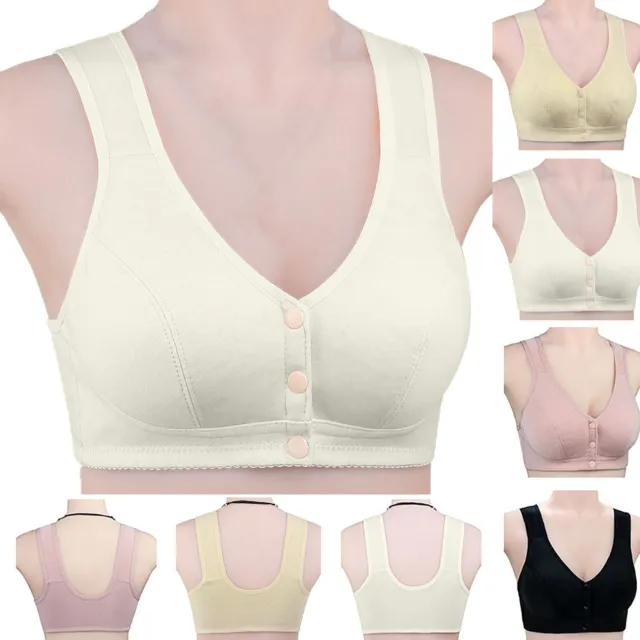 MOTHER BRA FRONT-CLOSE Buttons Padded No Steel Ring Push Up Plus Size  Clothes £8.93 - PicClick UK