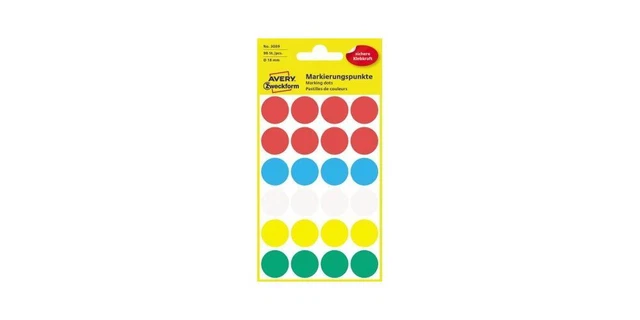 AVERY Zweckform Etiketten 3089 Markierungspunkt Ø18mm sortiert 96 Stück
