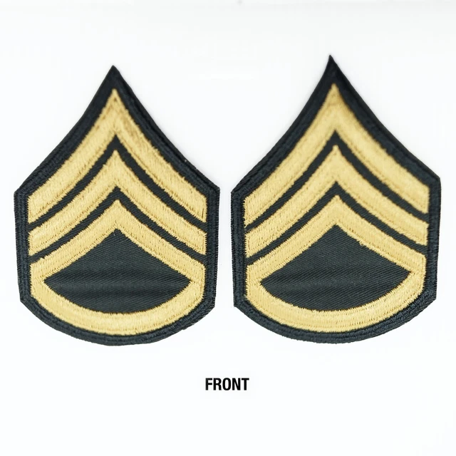 PAIR US ARMY Military Staff Sergeant Rank Chevron PatchGold Stripes