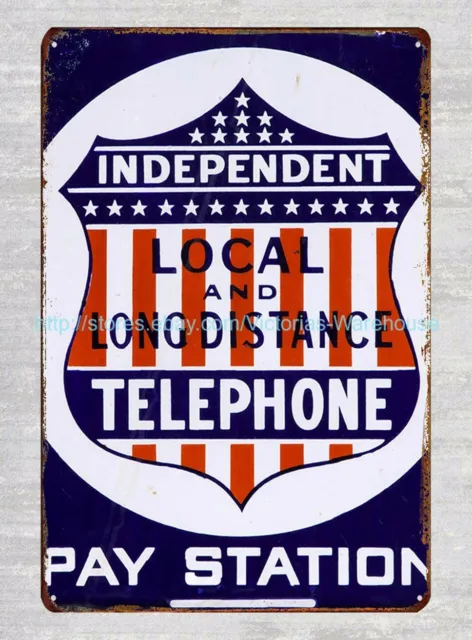 old reproductions Independent Telephone Pay Station metal tin sign