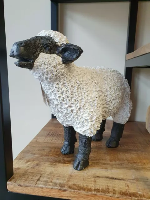 Standing Sheep Figure, Lamb Garden Statue, Farm Animal Resin Patio Lawn Ornament