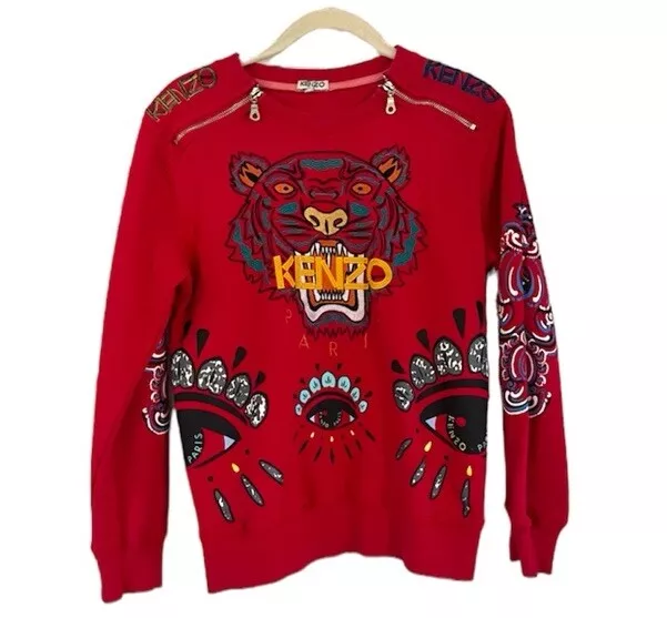 Kenzo Paris Tiger Sweatshirt Women's size Medium Embroidered Tiger