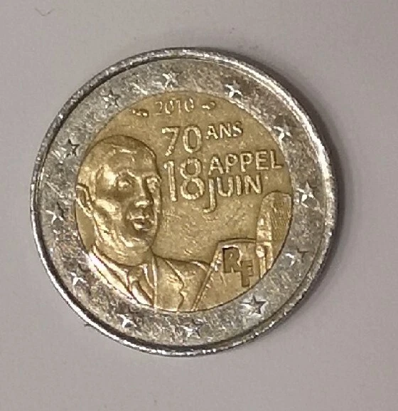2 Euro Münze 70 Ans 18 Appel Juin 2 EURO MÜNZE, Euromünze Frankreich, 70 Ans 18 Appel Juin, Kursmünze von