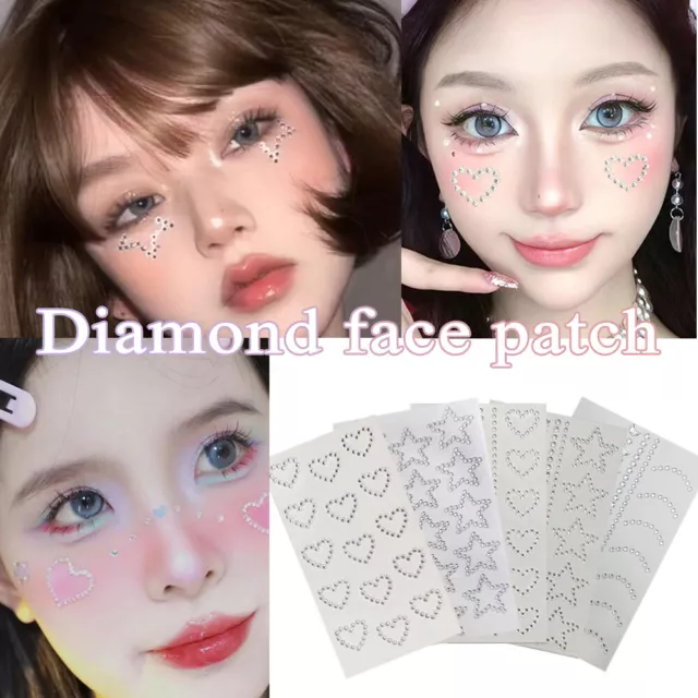 Shiny Rhinestones Face Jewels Tattoo Eyebrow Stickers 3D Diamond