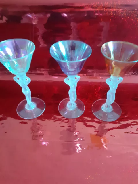Cristal de Bayel Venus  Bacchus 3 verres porto ou vin blanc en couleur