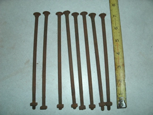 QTY=8  OLD STOCK   7x1/4   inch  CARRIAGE BOLTS ~ SQUARE NUTS ~