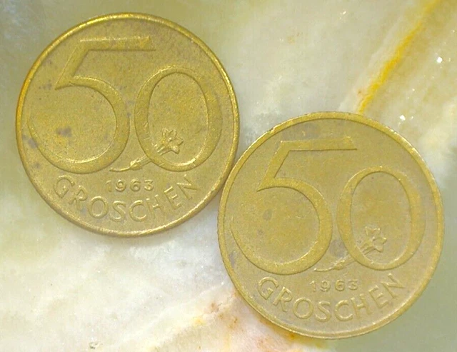 Austria 50 Groschen Coin Lot (2) 1963 World Coin Collection💸Fast Shipping!