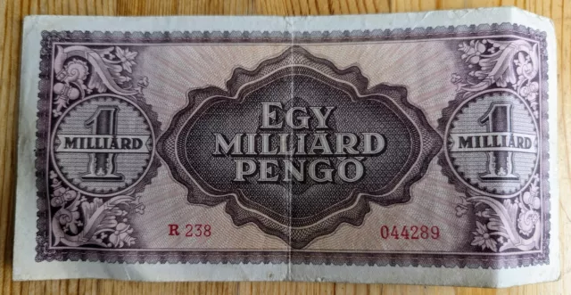 Egymilliard/one billion pengo 1946 (old Hungarian bank note) 2