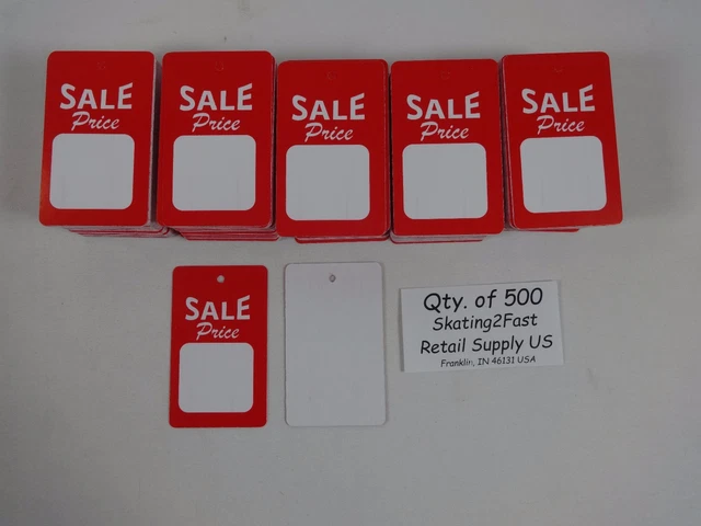 500 Red / White Unstrung Merchandise Sale Price Tags