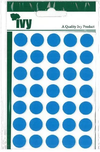 280 13mm Blue Self Adhesive Round Dot Labels - 232170 - Made In The UK By Ivy