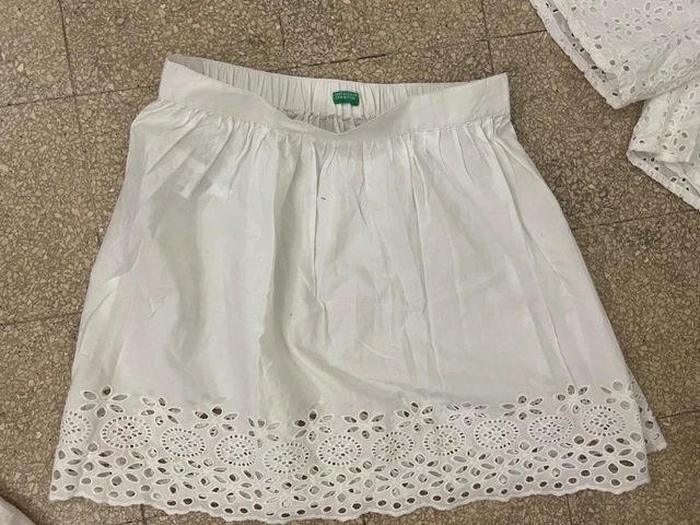 gonna sangallo bianco Benetton tg  XS donna / 2XL ragazza  bambina