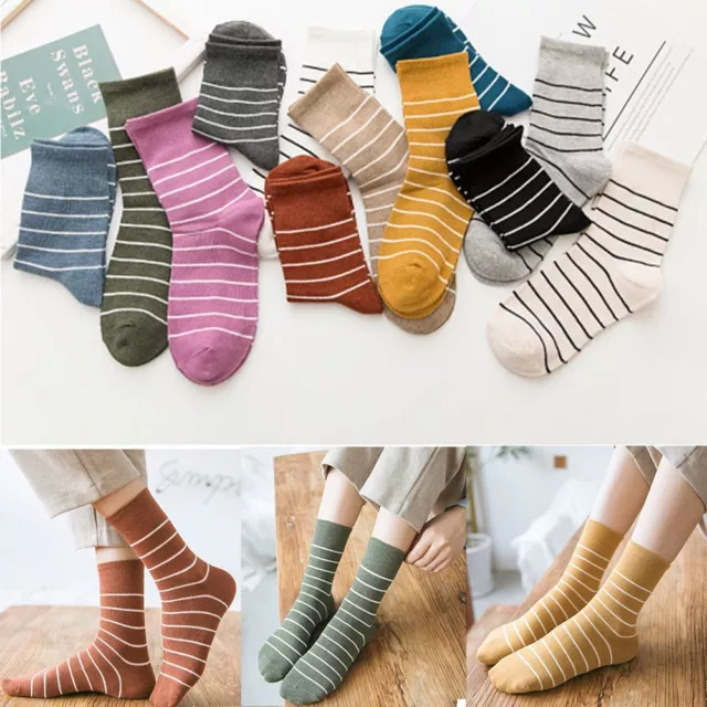 RETRO WHITE STRIPE Warm Cotton Socks Women Socks Mid Tube Socks Ankle ...