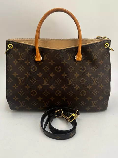 Louis Vuitton Pallas MM Monogram Leather Top Handle Handbag w/Shoulder Strap Bag