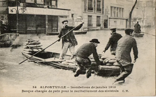 ALFORTVILLE (94) inondations crue de la Seine janvier 1910 boulangerie pain