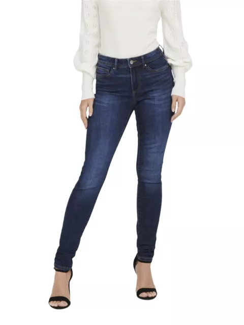 Only Damen Jeans ONLWAUW BJ581 Skinny Fit - Blau - Dark Blue Denim XS S M L XL