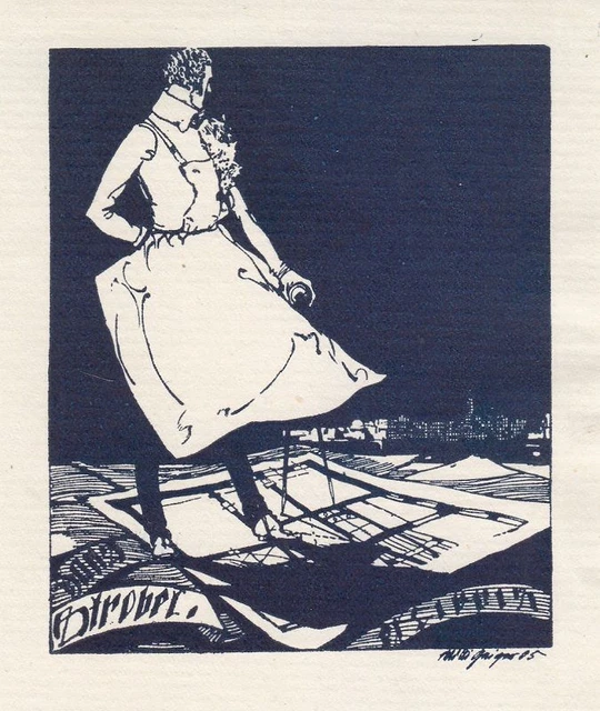 Exlibris Bookplate Cliche Willi Geiger 1878-1971 Architect Compass Paper 2