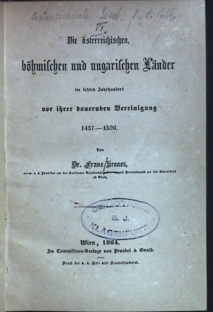 Die österreichischen, böhmischen und ungarischen Länder im letzten Jahrhundert v