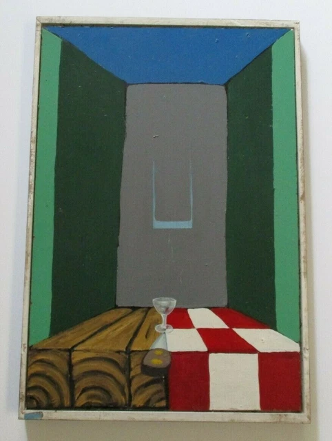 Vintage  Still Life Surreal Painting Mystery Expressionist Modernism  Cubism