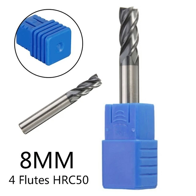 8mm Carbure Tungstène Fin Moulin 4 Cannelure Hrc 50 60mm /Longueur /CNC Tailleur