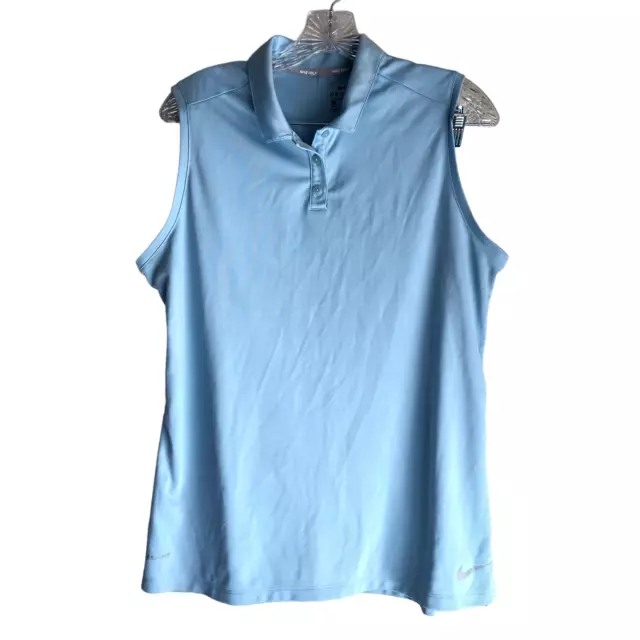 Nike Golf DRI-FIT Womens Active Top Size XL Blue Sleeveless Collared Performance