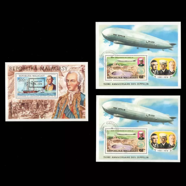 MADAGASCAR Malagasy Sc# C140 Bicentennial & C160 GRAF ZEPPELIN Souvenir Sheets