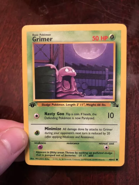 1st Edition Grimer 48/62 Pokemon Card WOTC Fossil 1999 Vintage