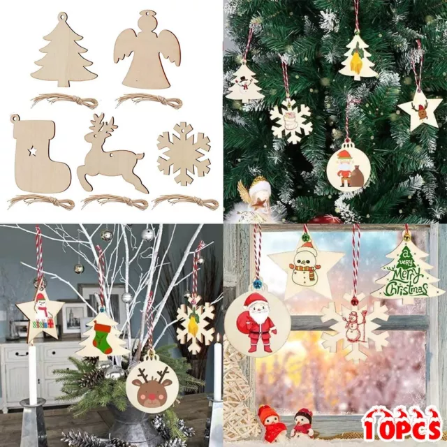 Ornamenti da appendere decorazione albero di Natale legno leggero (10 pz)