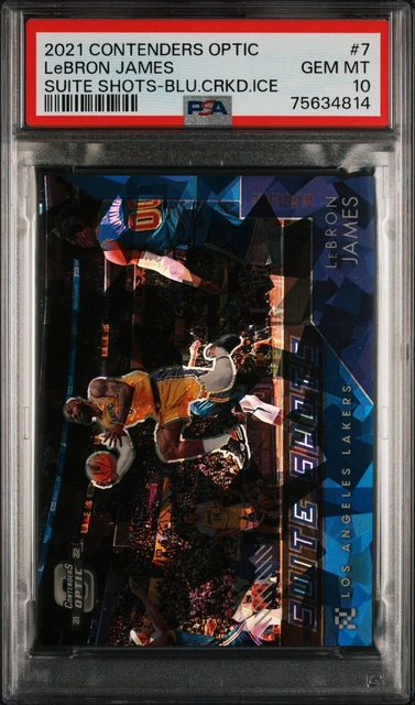 2021 Contenders Optic Lebron James Suite Shots Blue Ice Prizm /75 #7 GEM PSA 10