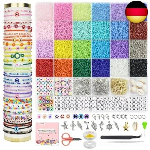 13000 Stück 2mm Bunte Perlen Für Armbänder, Armbänder Selber Machen Mit Gla