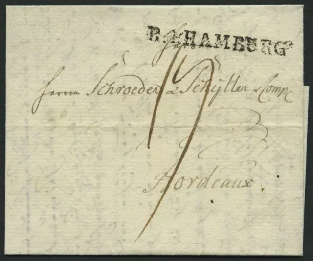 HAMBURG 1803, R.4. HAMBURG, L1 auf Forwarded-Letter von Breslau n. Bordeaux, Abs