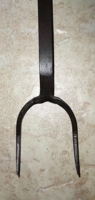 Antique Butcher Flesh Fork ~ Wrought Iron Hand Forged ~ 37 ¾” Long ~ Primitive