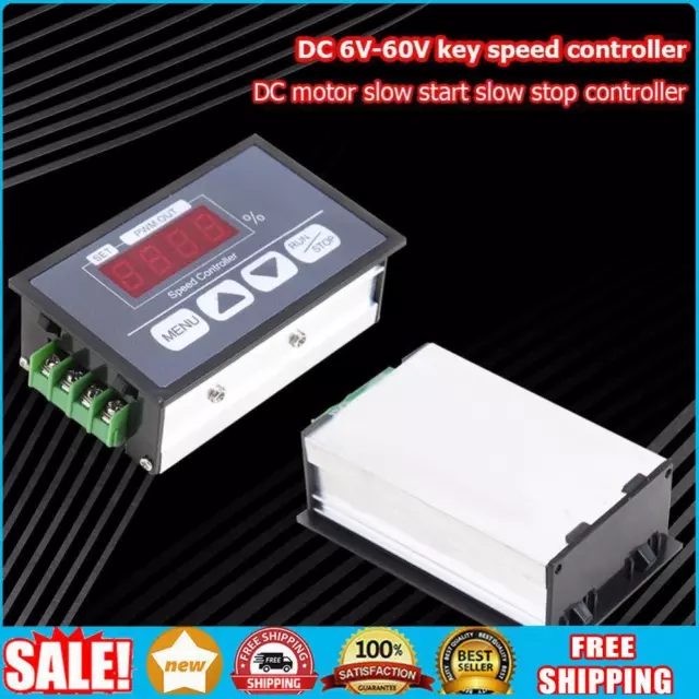 Digital Display DC 6-60V 30A PWM Motor Speed Controller Slow Start Stop Governor