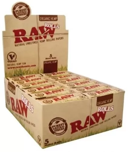 12 x RAW Organic Hemp Rolls Slim 5m Länge unbleached Papers ungebleicht 2