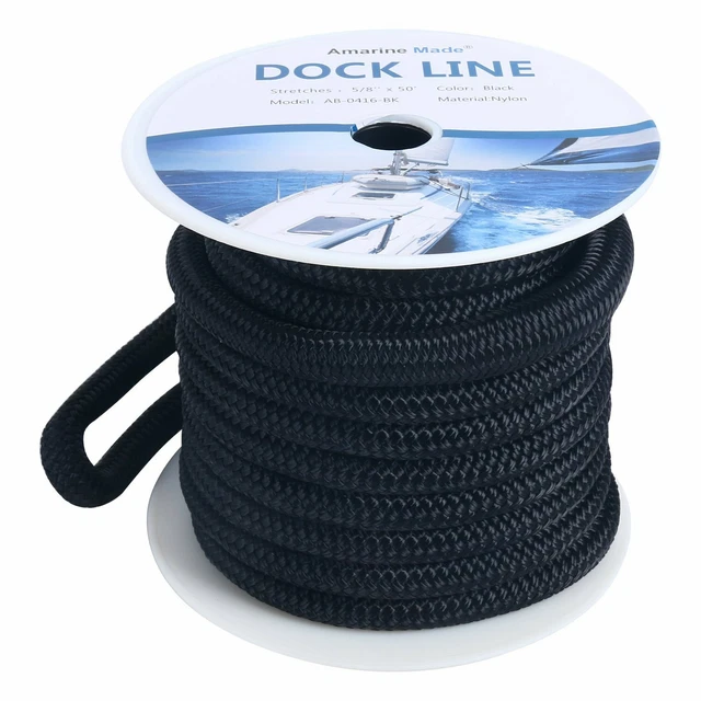 5/8 INCH 50 FT Double Braid Nylon Dock Line Mooring Rope Boat Marine
