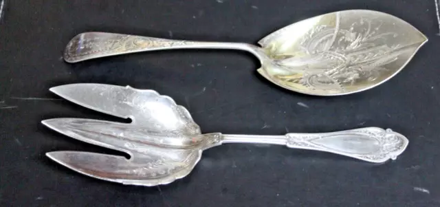 W&H Serving Spoon & Monogramed Gorham Sterling Silver Salad Serving Spoon