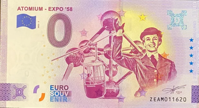 Billet 0  Euro Atomium Expo'58 Belgique  2022  Numero Divers