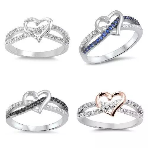 Infinity Knot Heart Promise Ring New .925 Sterling Silver Love Band